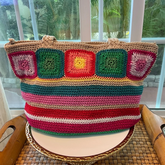 THE SAK Kenya Crocheted Multi-Colored Tote Bag NWOT - Picture 2 of 8